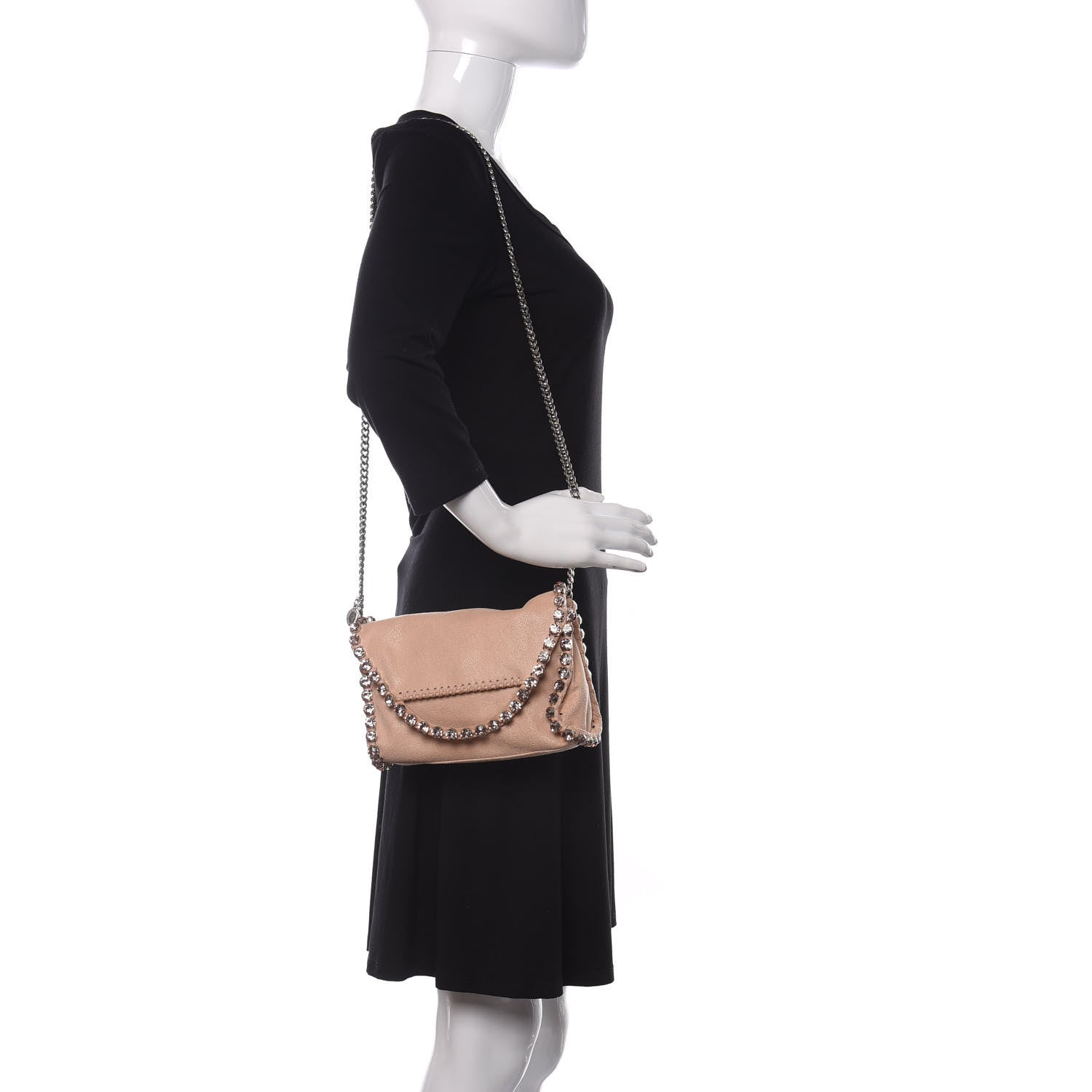 Stella McCartney Shaggy Deer Rhinestone Mini Falabella Crossbody Bag Powder 2 of 10