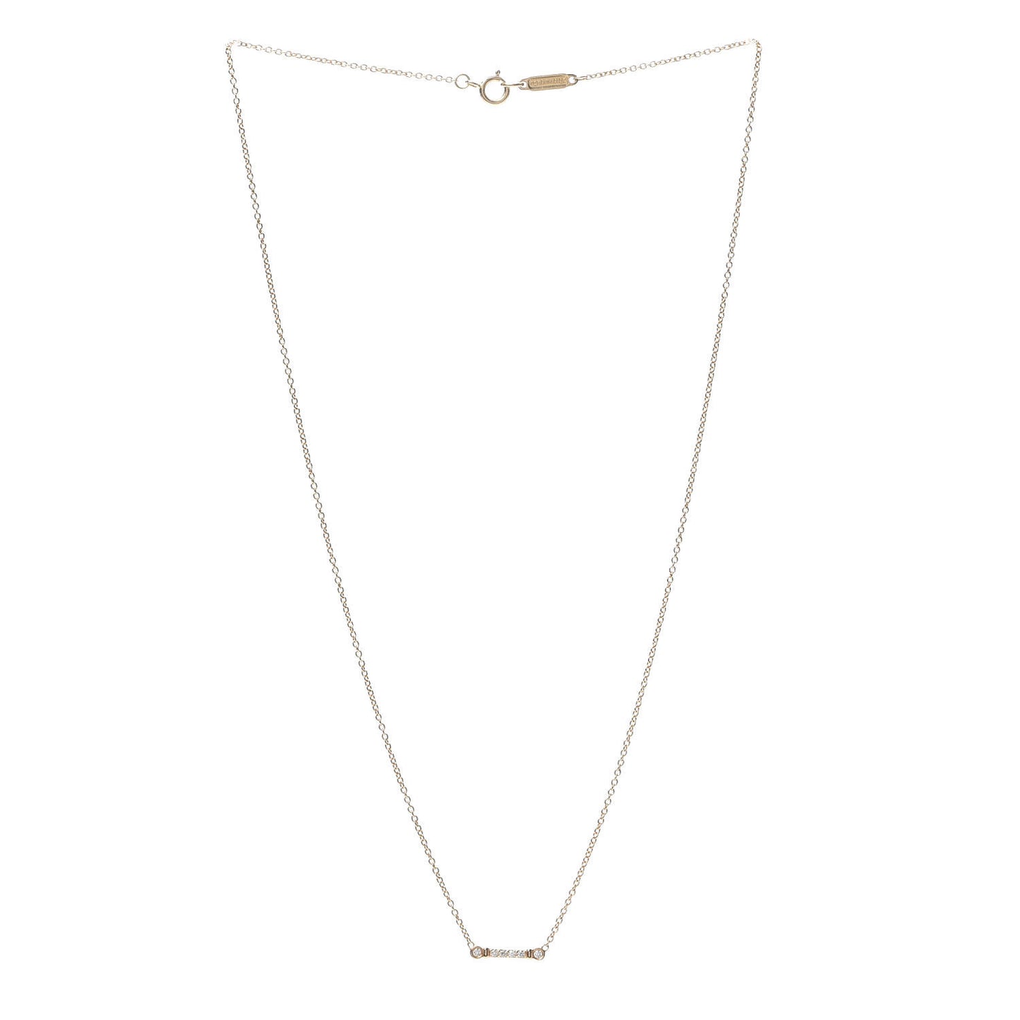 18K Rose Gold Diamond Fleur de Lis Key Bar Pendant Necklace