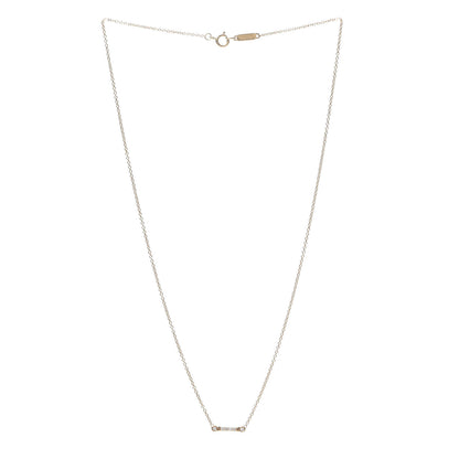 Tiffany 18K Rose Gold Diamond Fleur de Lis Key Bar Pendant Necklace 3 of 5