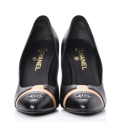 Chanel Lambskin Cap Toe CC Pumps 41 Black Beige 2 of 9