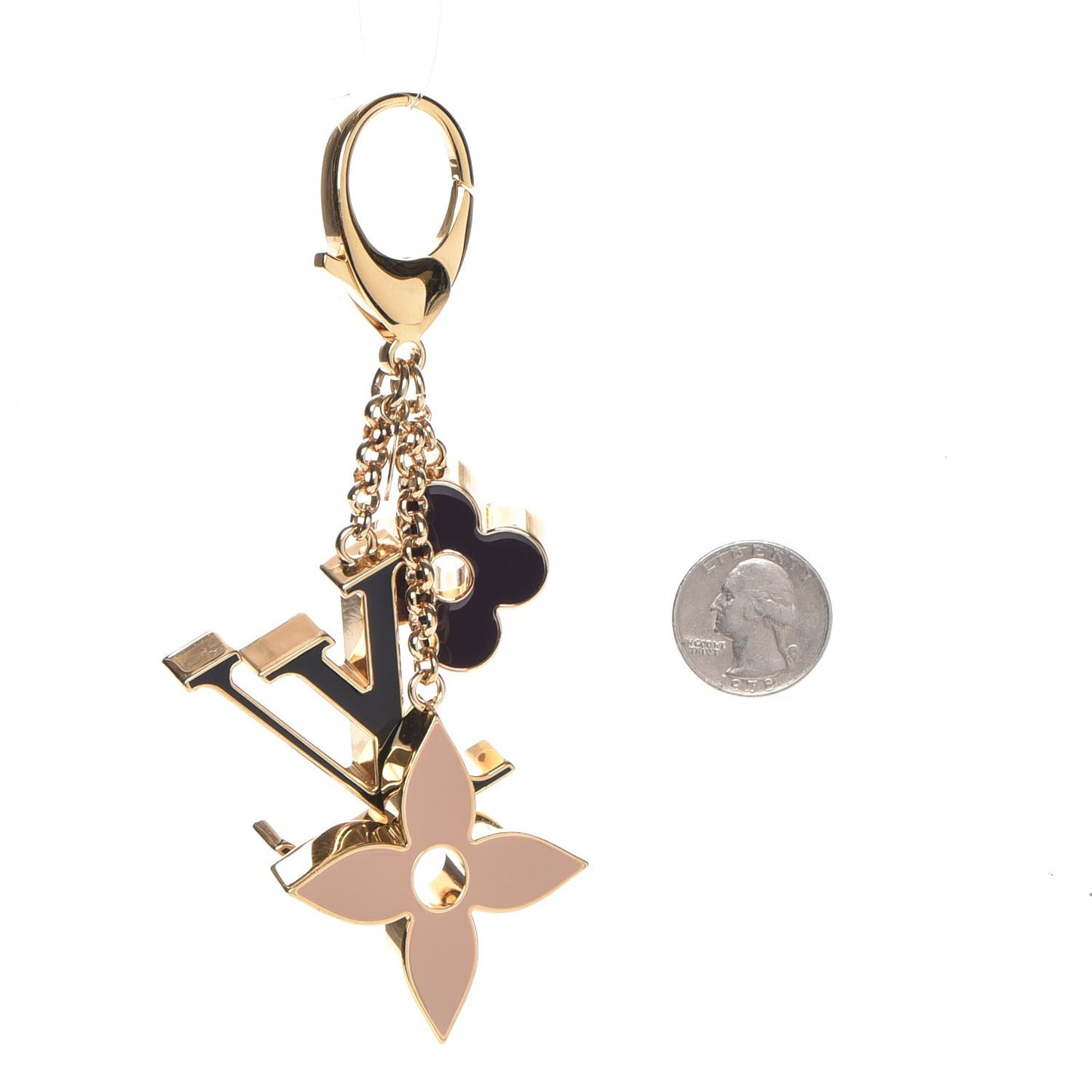 Fleur De Monogram Bag Charm Dore