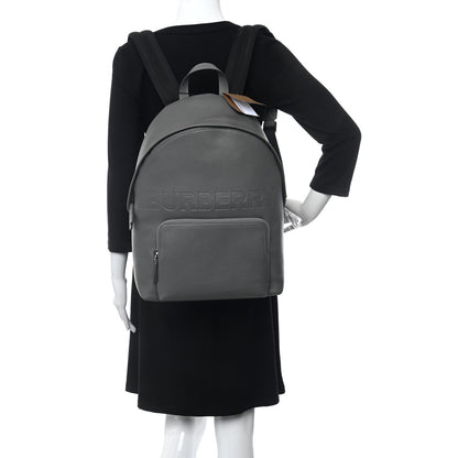 Burberry Calfskin Logo Embossed Backpack Charcoal Grey 2 of 11
