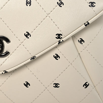Chanel Printed Lambskin Logo CC Envelope Clutch With Chain White 8 of 11