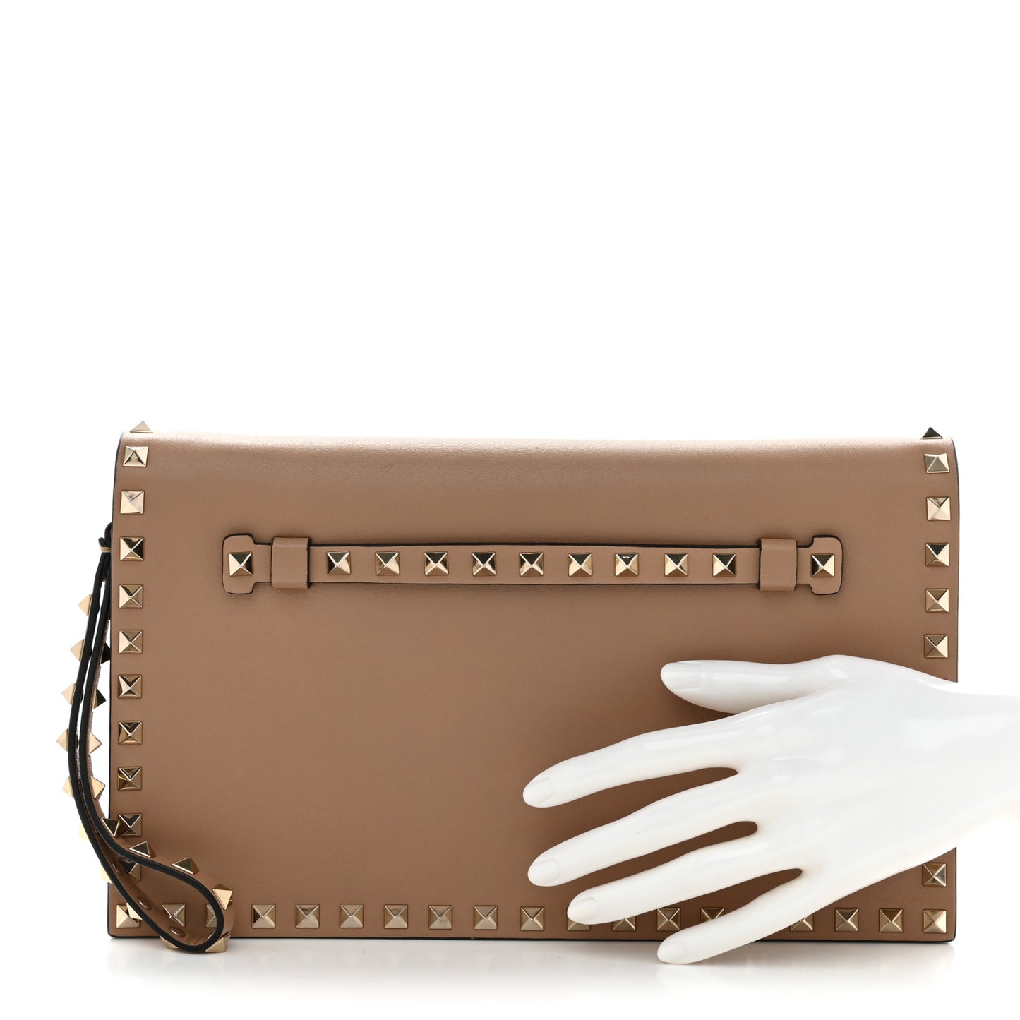 Nappa Rockstud Wristlet Clutch  Alpaca