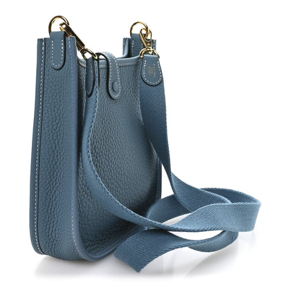 Hermes Taurillon Clemence Evelyne TPM New Blue Jean 3 of 11