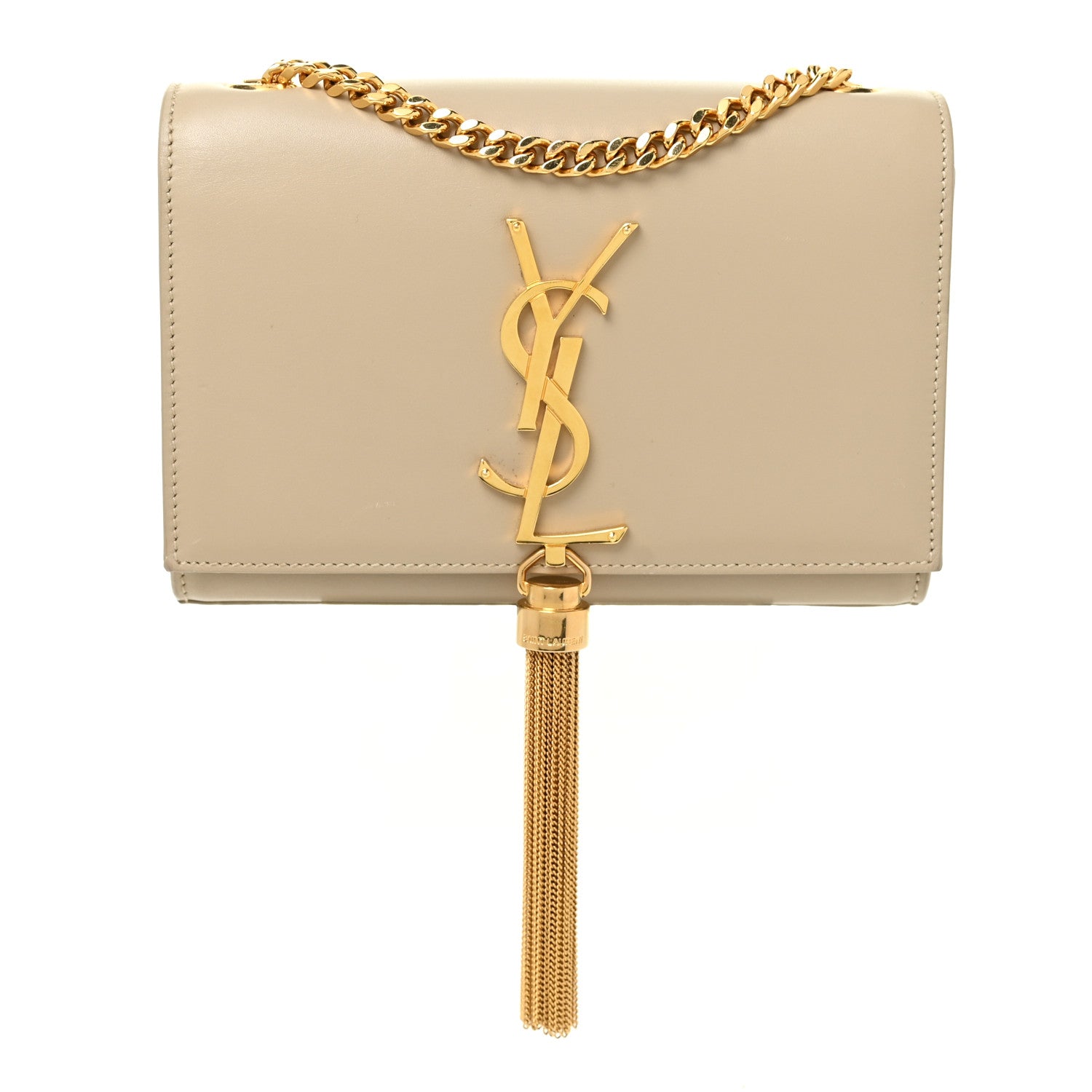 Saint Laurent Calfskin Small Classic Monogram Kate Tassel Satchel Dark Beige 1 of 18