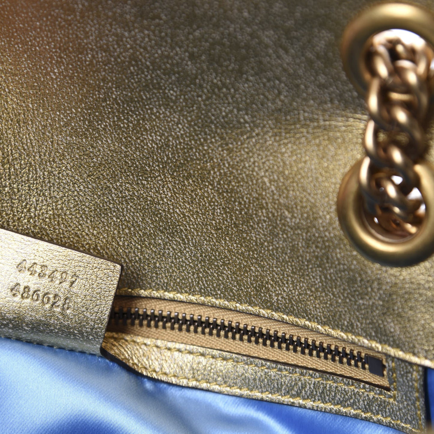 Metallic Calfskin Matelasse Small GG Marmont Shoulder Bag Gold Pink