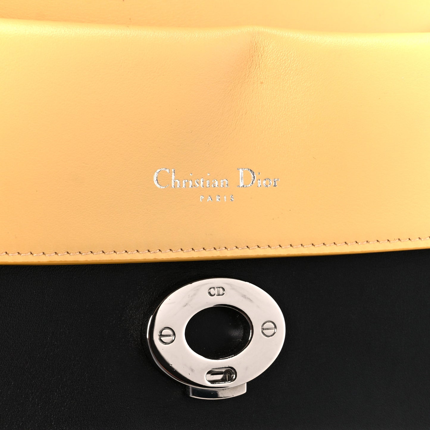 Smooth Calfskin Small Tri-Color Be Dior Flap Black Grey Yellow