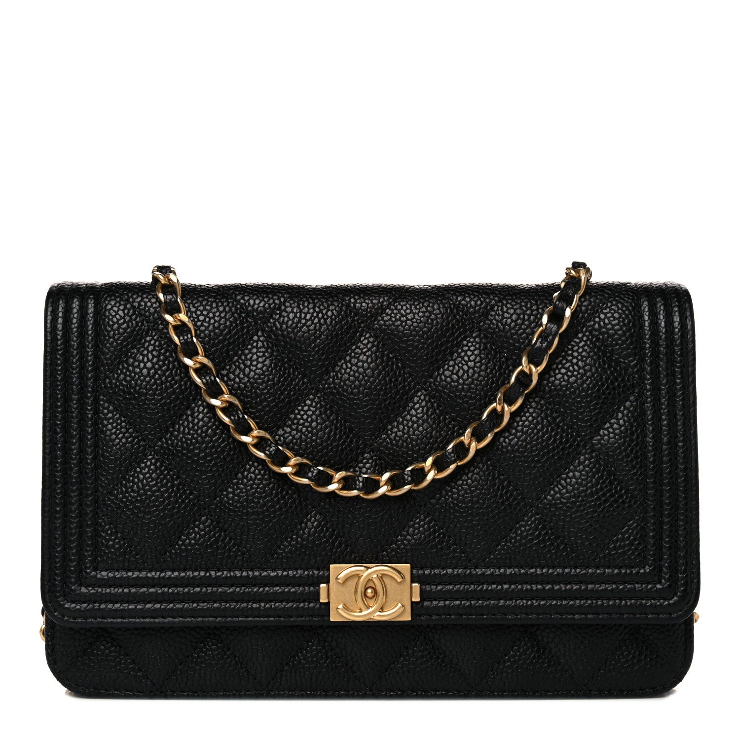 Chanel Caviar Quilted Boy Wallet On Chain WOC Black 1 of 10