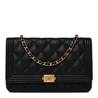 Chanel Caviar Quilted Boy Wallet On Chain WOC Black 1 of 10