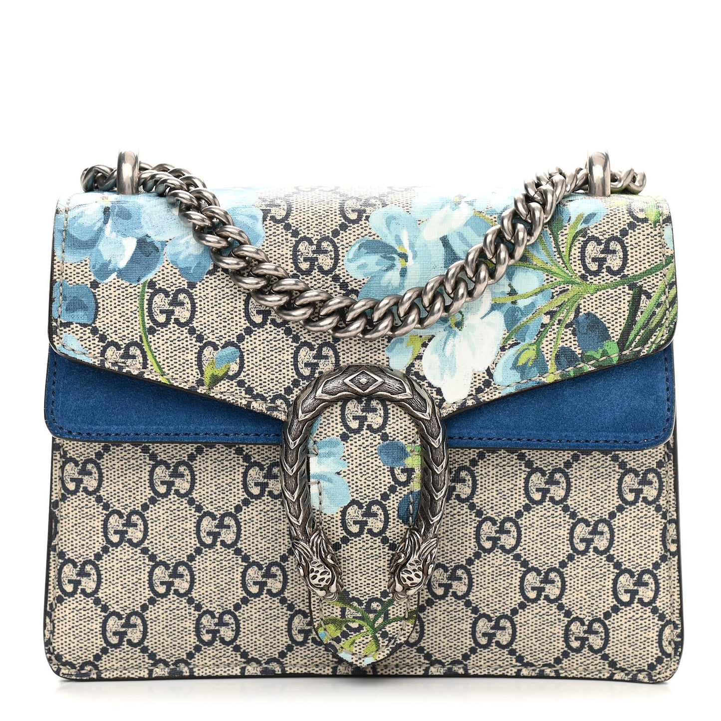 GG Supreme Monogram Blooms Mini Dionysus Shoulder Bag Beige Navy Vintage Blue