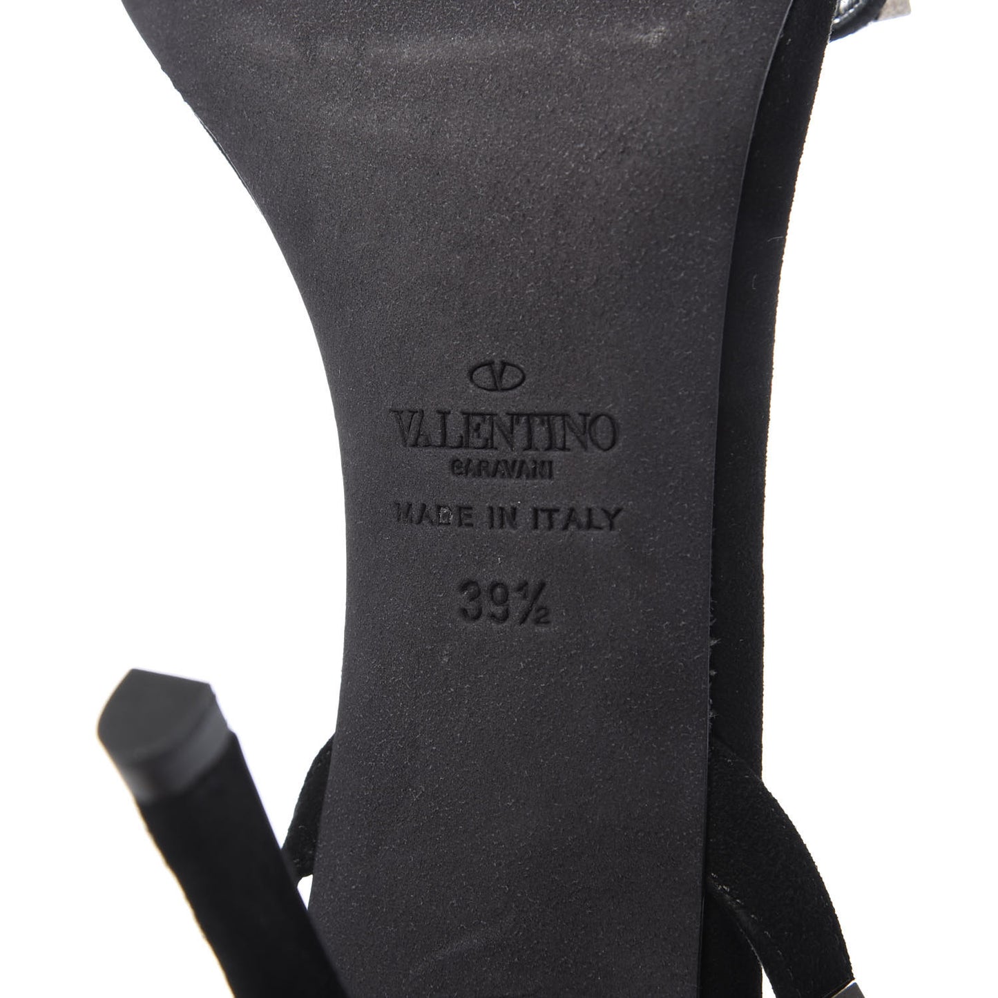 Suede Rockstud Ankle Strap 100mm Sandals 39.5 Black
