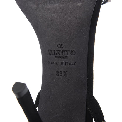 Valentino Garavani Suede Rockstud Ankle Strap 100mm Sandals 39.5 Black 7 of 9
