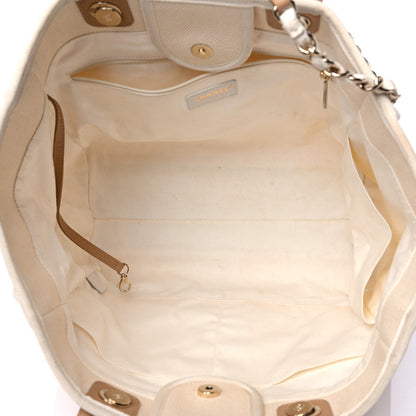 Chanel Canvas Pearl Large Deauville Tote Ecru Beige 5 of 19