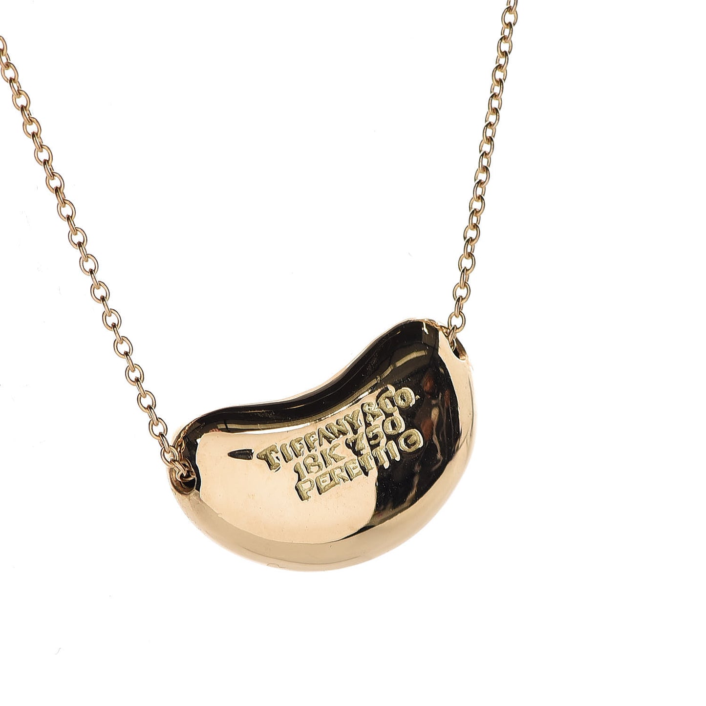 18K Yellow Gold 18mm Elsa Peretti Bean Pendant Necklace