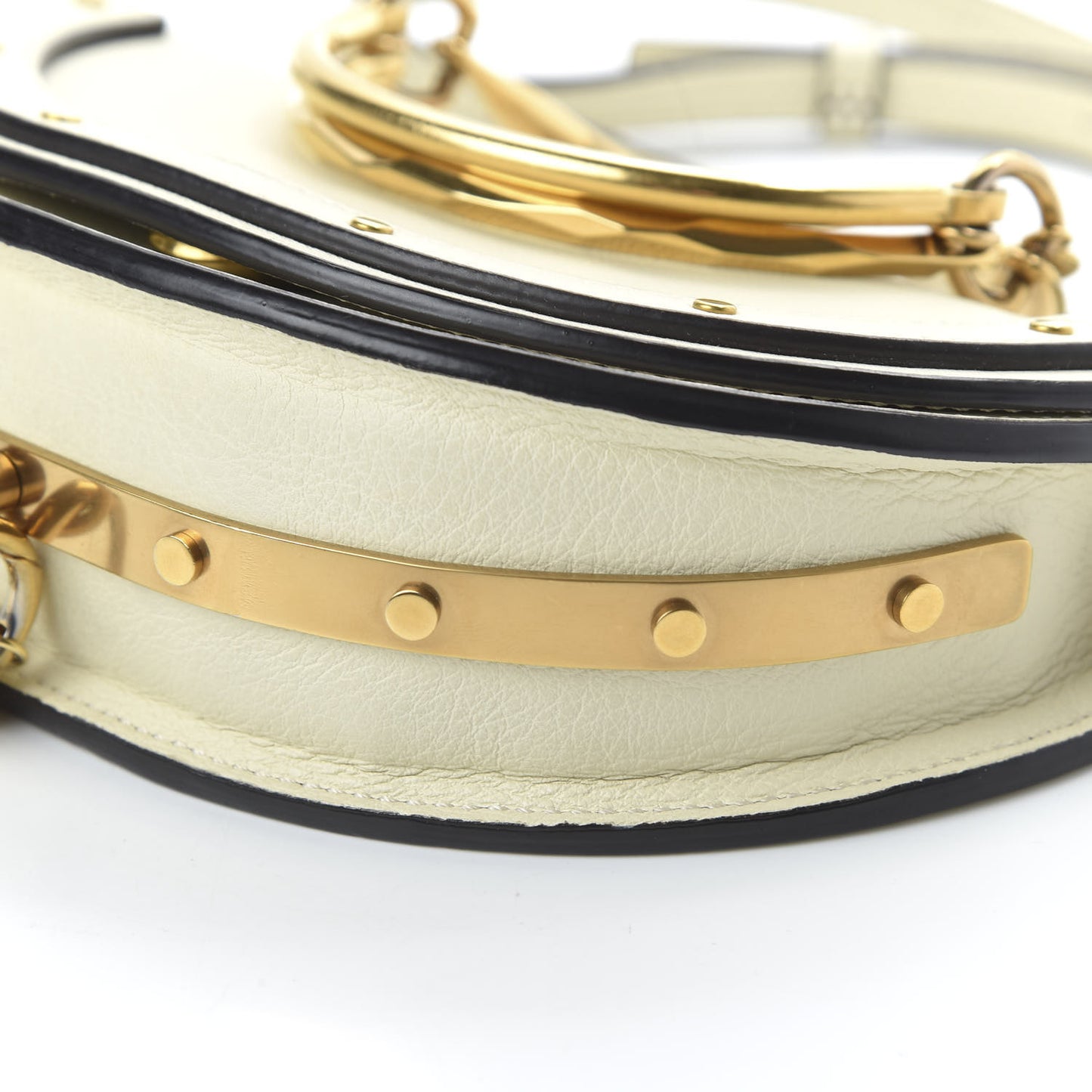 Calfskin Small Nile Bracelet Minaudiere Bag Off White
