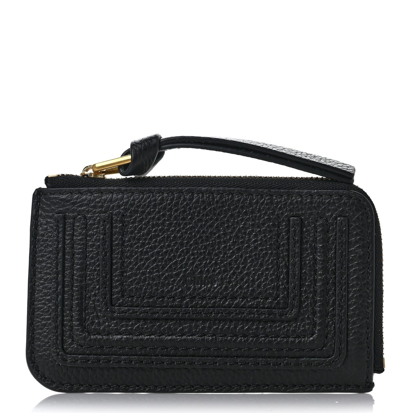 Grained Calfskin Alphabet Purse Wallet Black