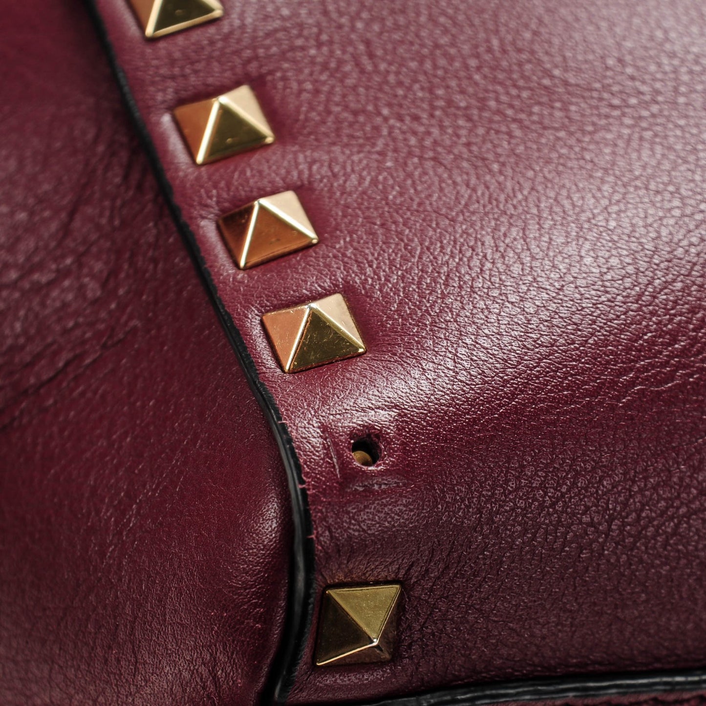 Vitello Rockstud Double Handle Tote Rubin