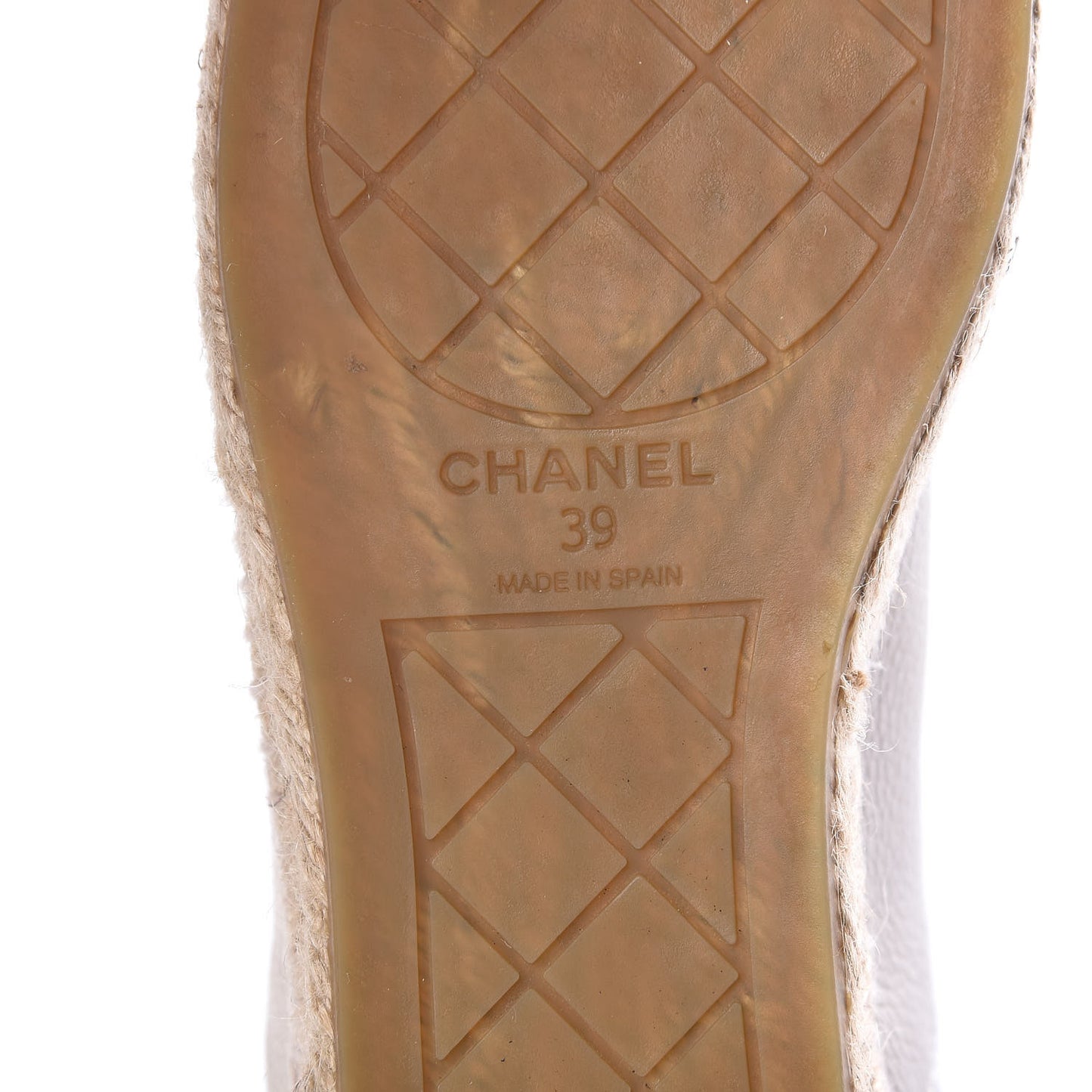 Grained Calfskin CC Espadrilles 39 Beige Black