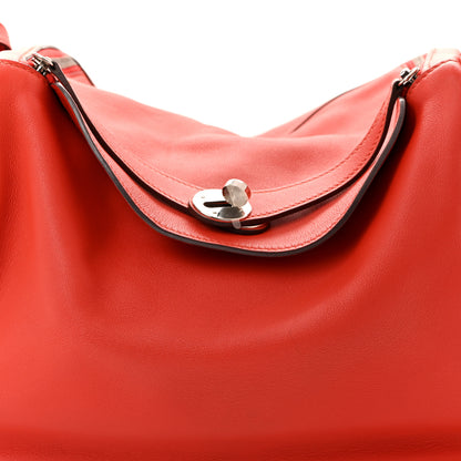 Hermes Swift Epsom Lindy 30 Tressage De Cuir Rouge De Coeur Bleu Du Nord Rouge H 8 of 13