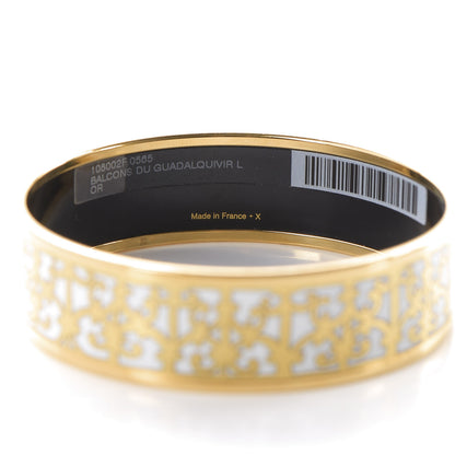 Hermes Enamel Printed Wide Balcons du Guadalquivir Bracelet 65 Gold 5 of 6