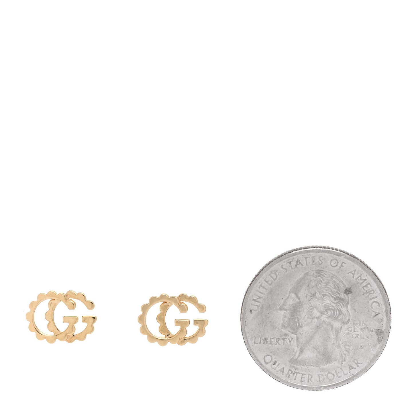 18K Yellow Gold Running G Scalloped Stud Earrings