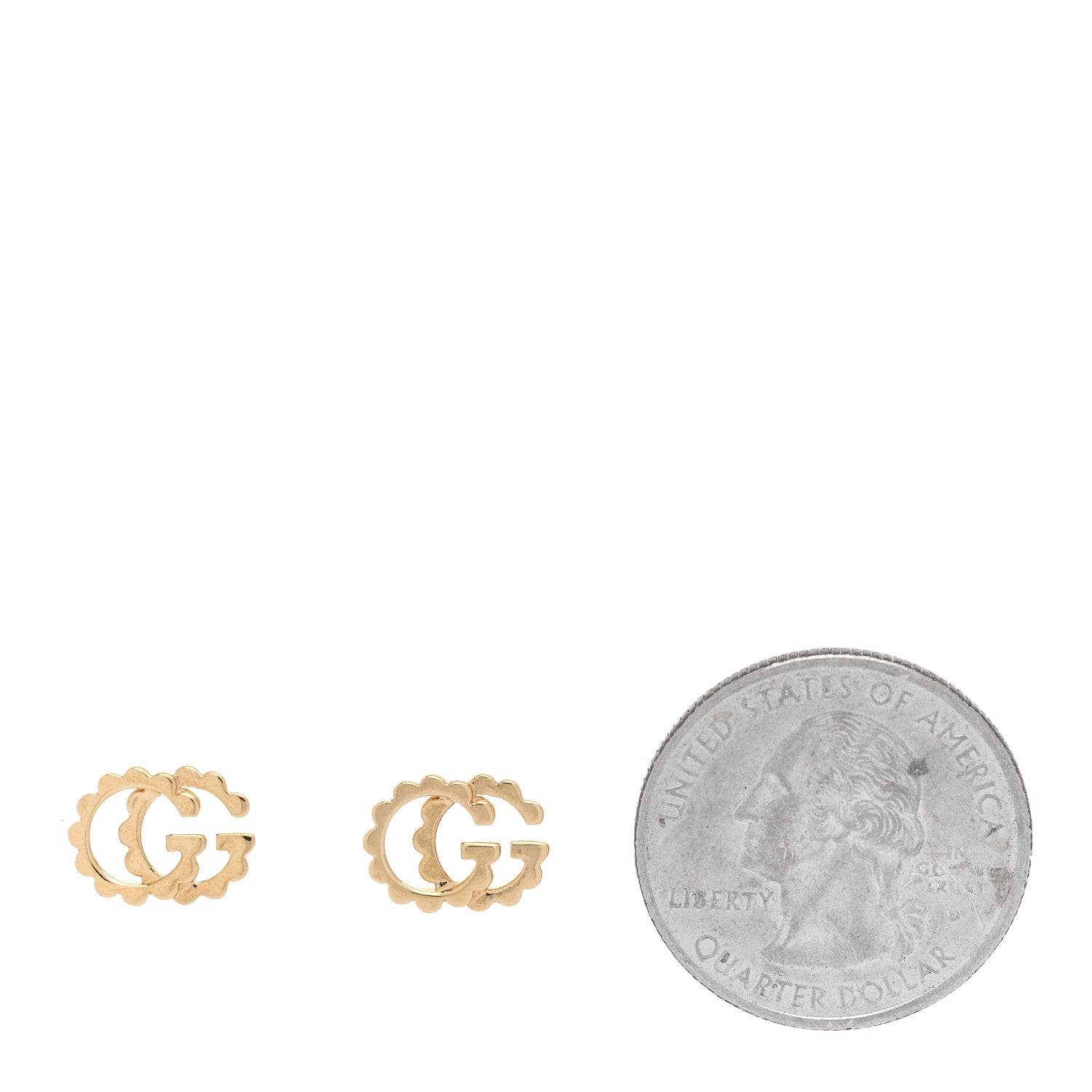Gucci 18K Yellow Gold Running G Scalloped Stud Earrings 2 of 4