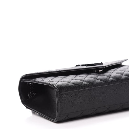 Saint Laurent Grain De Poudre Textured Mixed Matelasse Triquilt Medium Monogram Satchel Black 8 of 10