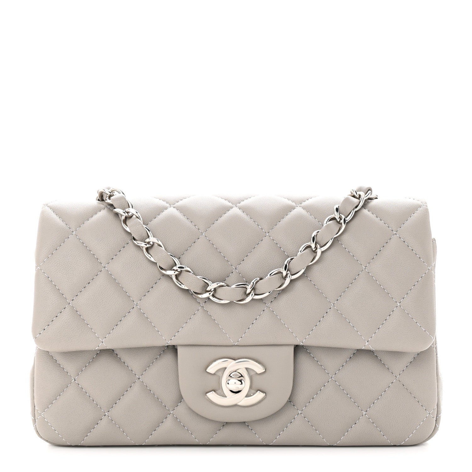 Chanel Lambskin Quilted Mini Rectangular Flap Grey 1 of 10