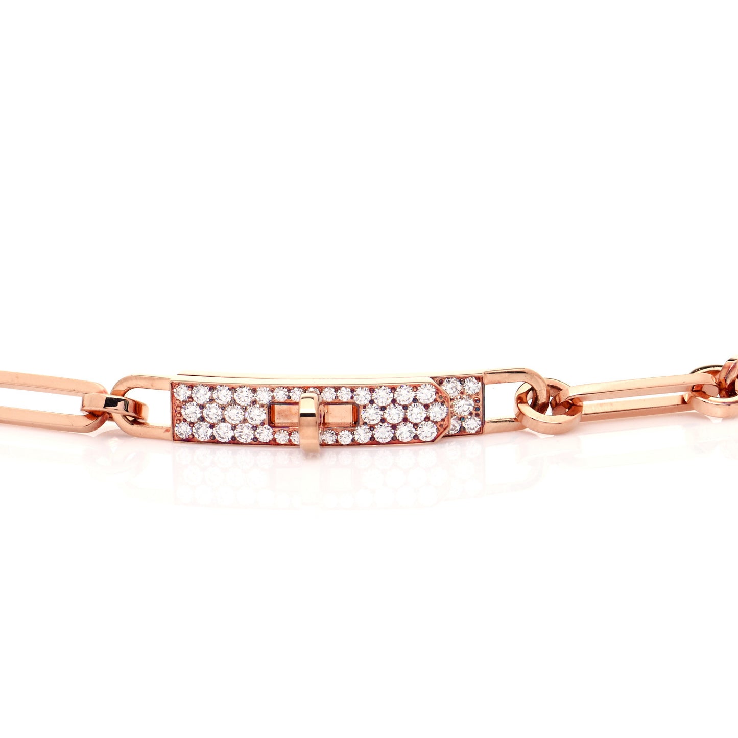 18K Rose Gold Diamond Pave Kelly Chaine Choker Necklace