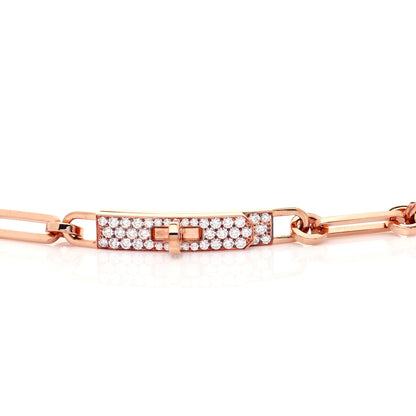 Hermes 18K Rose Gold Diamond Pave Kelly Chaine Choker Necklace 5 of 9