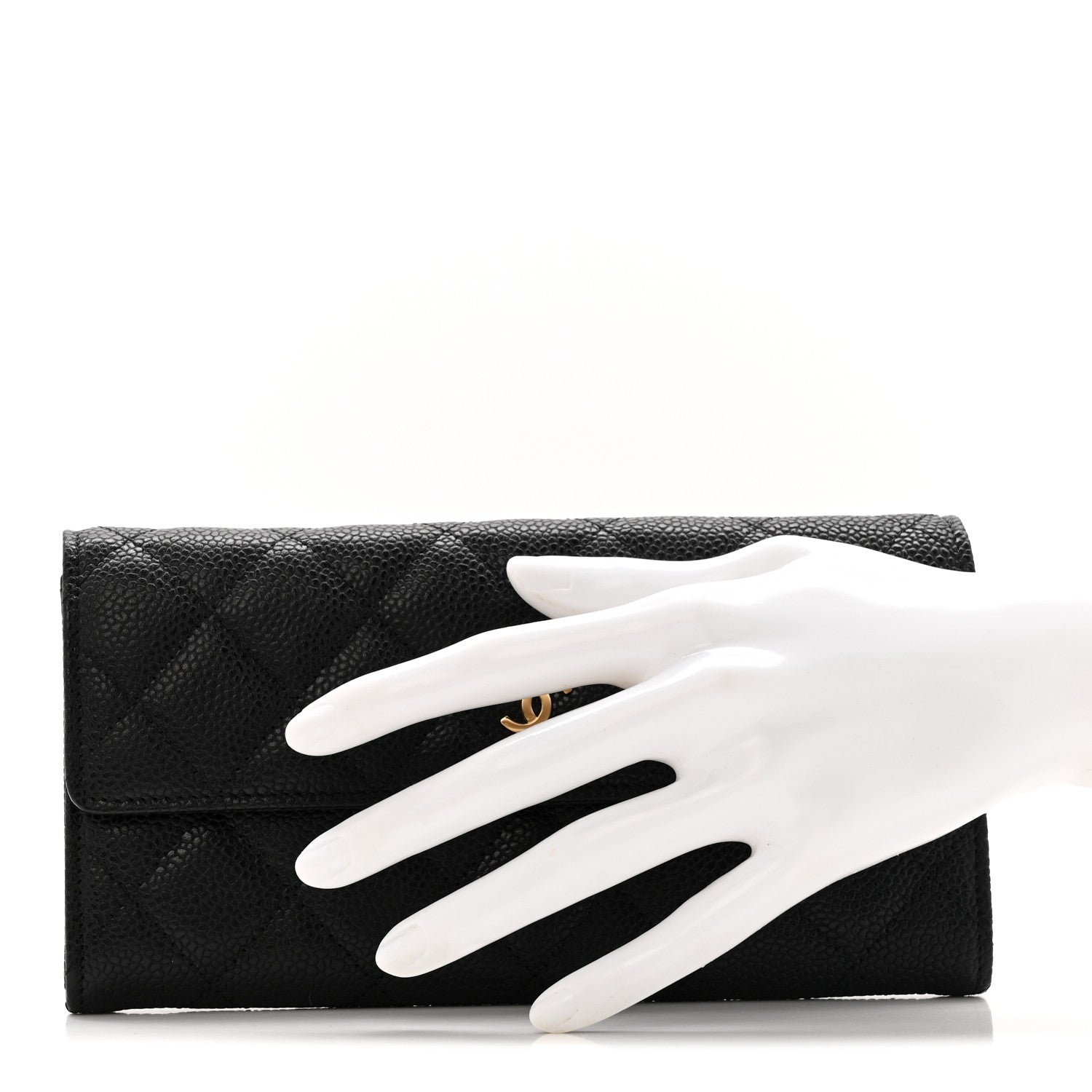 Chanel Caviar Quilted Large Gusset Flap Wallet Black 2 of 10