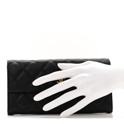 Chanel Caviar Quilted Large Gusset Flap Wallet Black 2 of 10