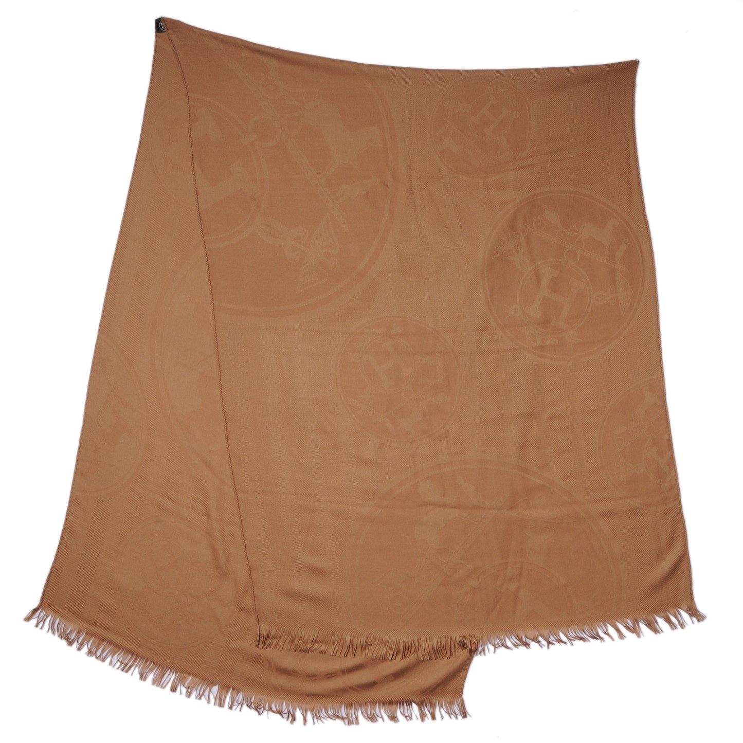 Cashmere Silk Jacquard New Libris Scarf Khaki