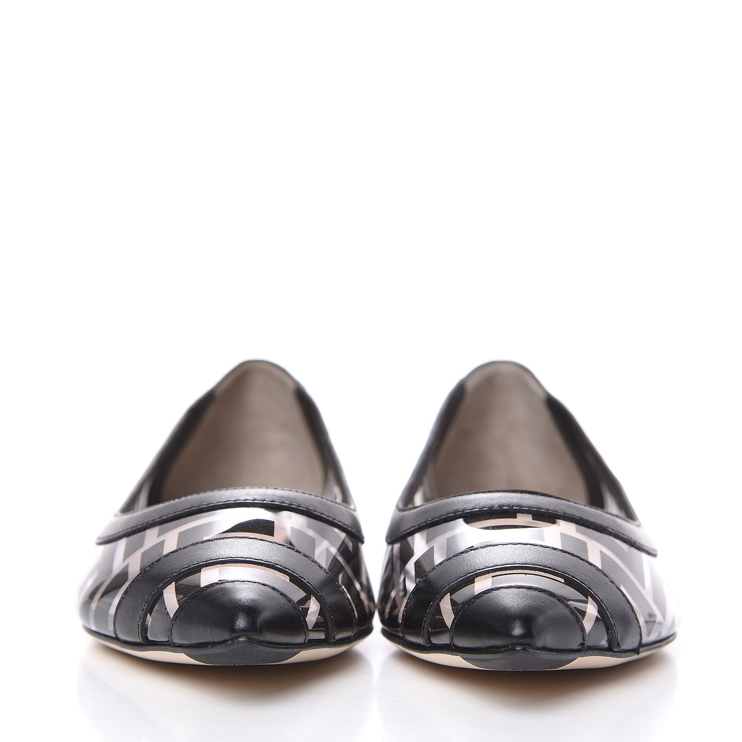 Fendi PVC Calfskin FF Colibri Ballerina Flats 37 Black 2 of 8