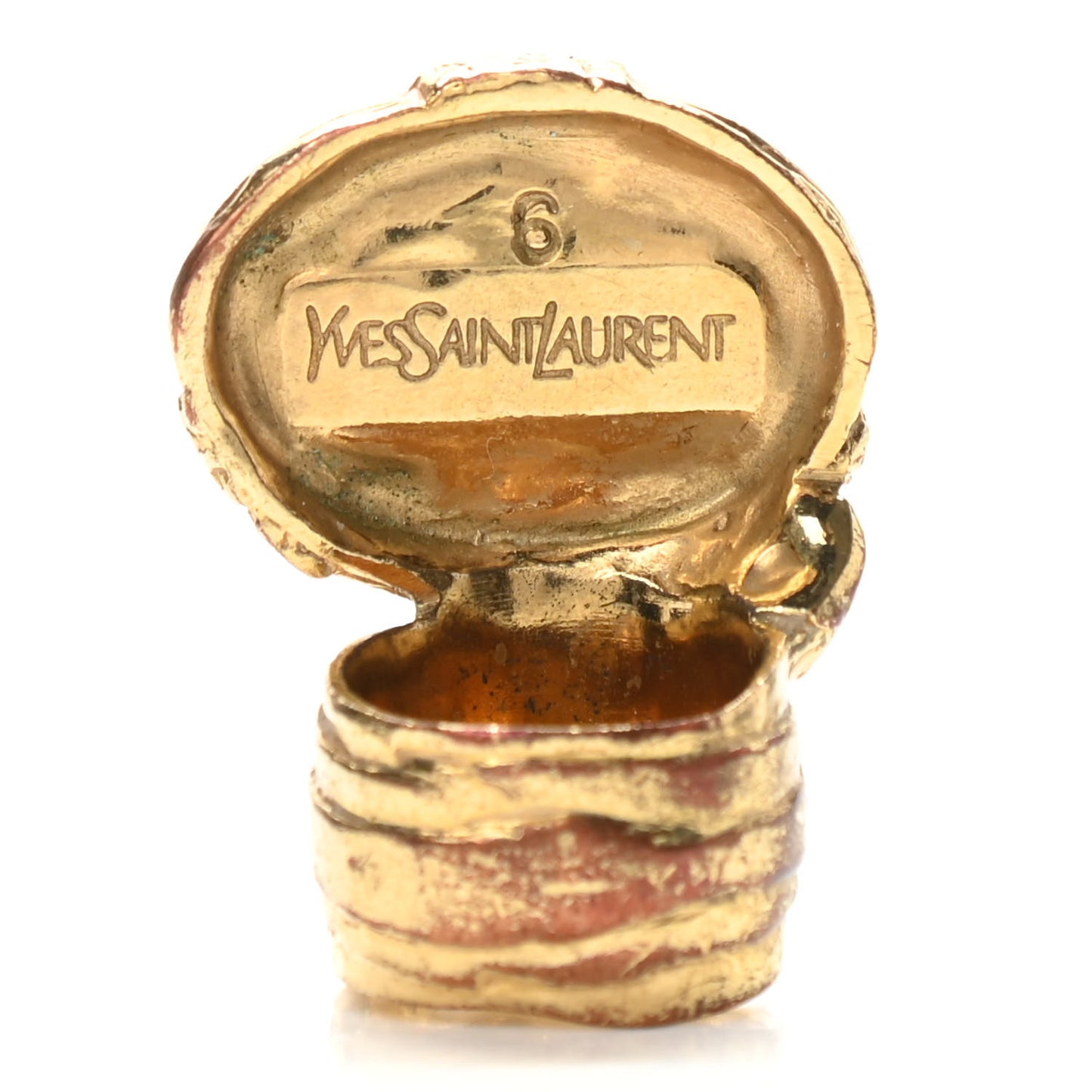 Glass Cabochon Arty Ovale Ring 6 Gold Pink