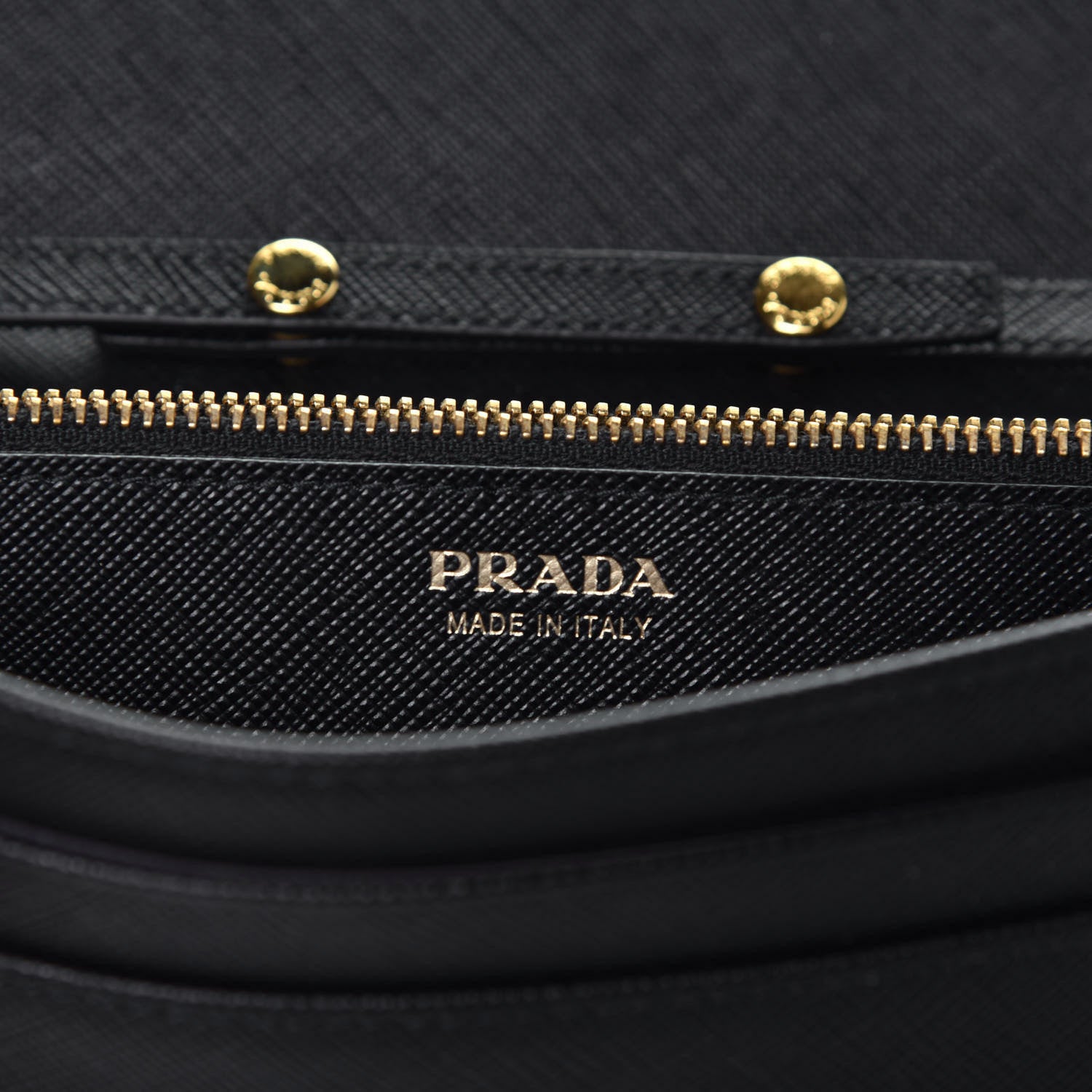 Prada Saffiano Metal Oro Chain Wallet Black 6 of 8