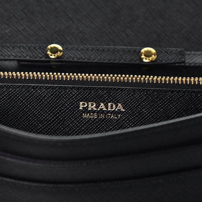 Prada Saffiano Metal Oro Chain Wallet Black 6 of 8