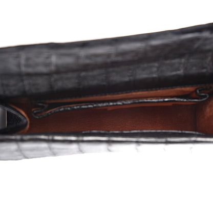 Nancy Gonzalez Metallic Crocodile Foldover Clutch Black Silver 5 of 7