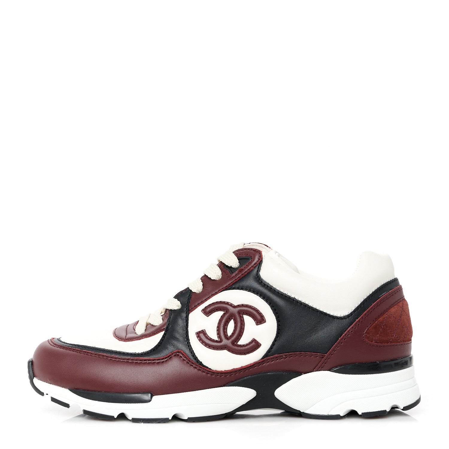 Chanel Calfskin CC Sneakers 37.5 Brown White Black 1 of 9