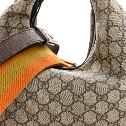 Gucci GG Supreme Monogram Textured Calfskin Web Large Attache Shoulder Bag Beige Ebony New Acero 8 of 10