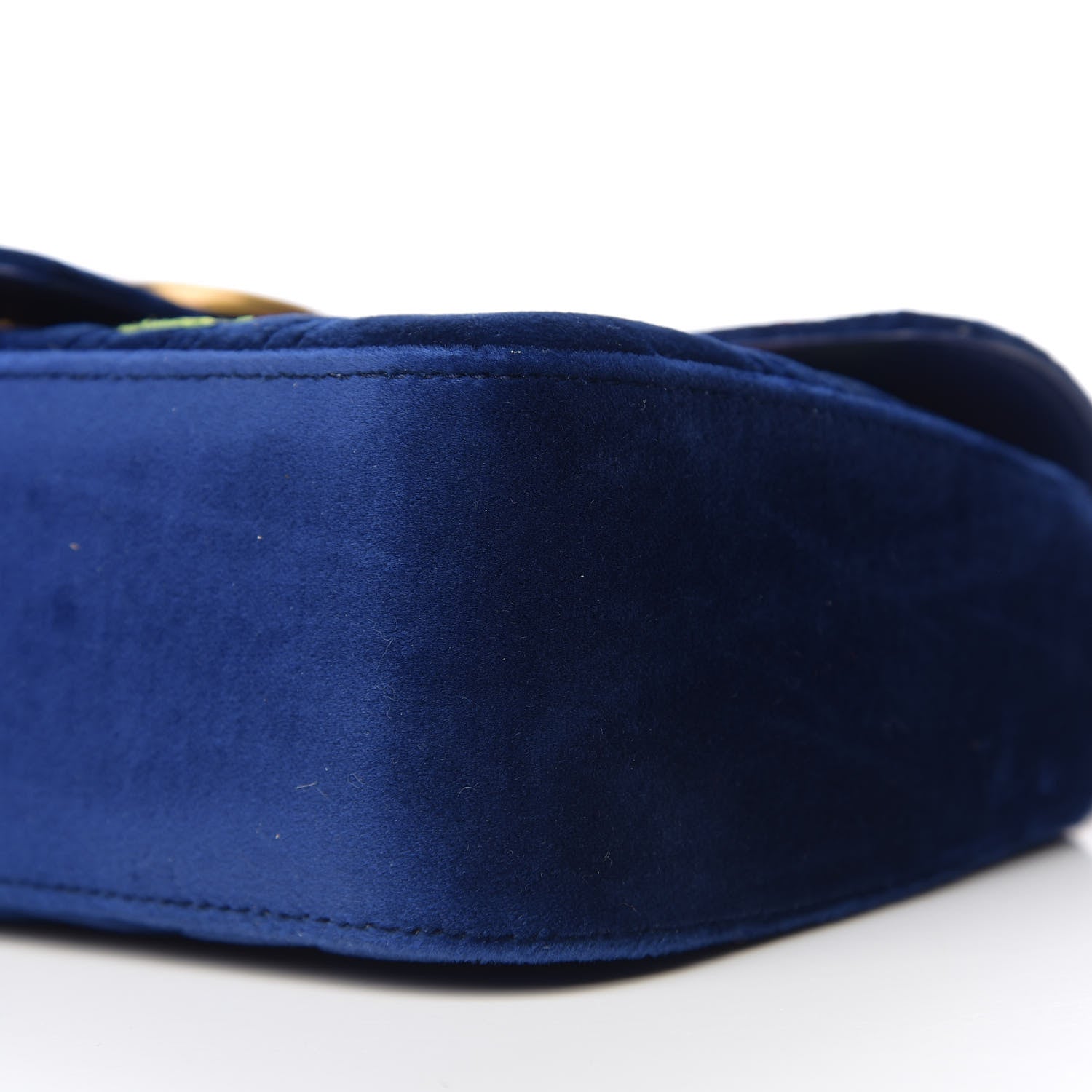 Gucci Velvet Matelasse Deer Embroidered Small GG Marmont Shoulder Bag Cobalt 8 of 9