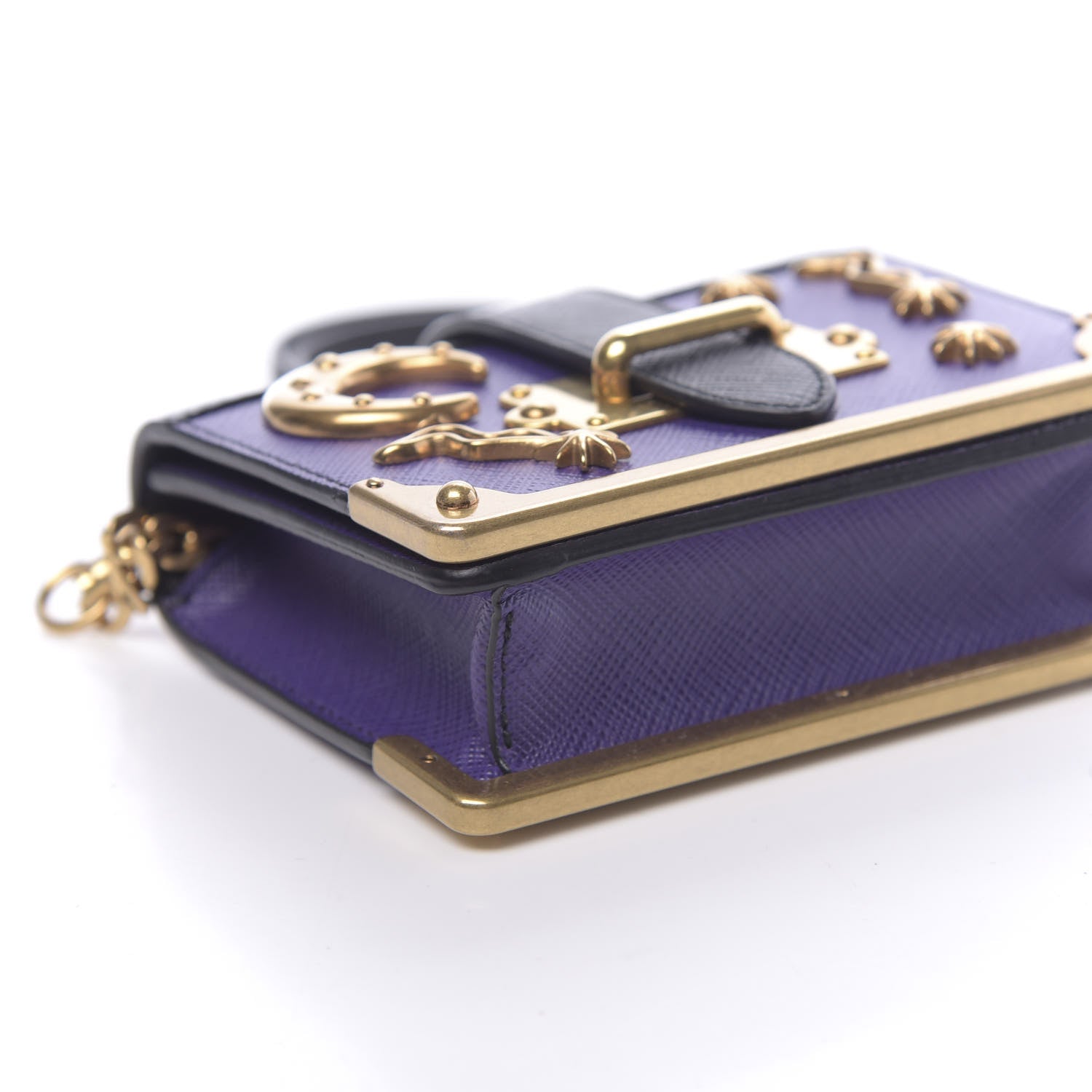 Prada Saffiano Astrology Mini Cahier Bag Viola Black 5 of 10