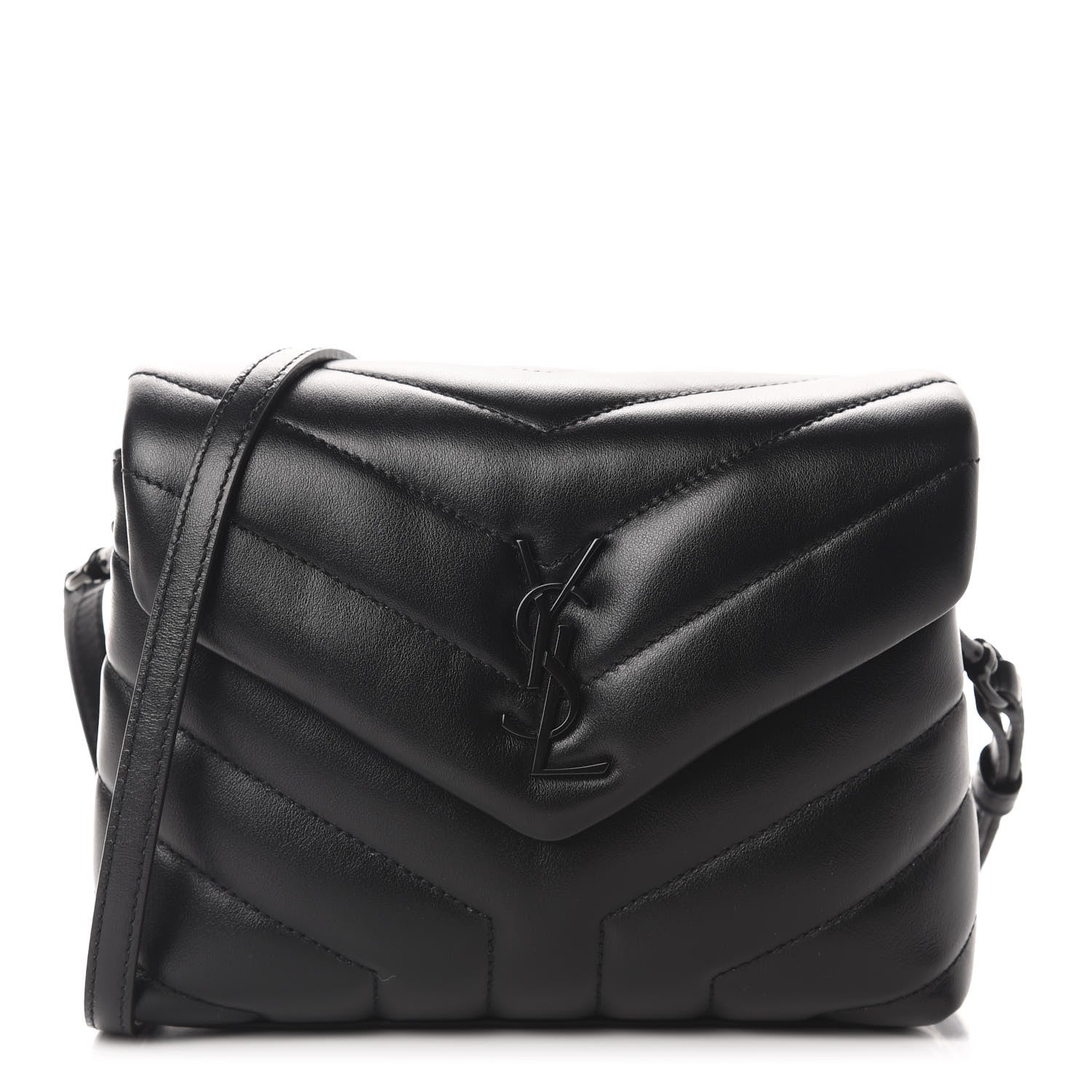Saint Laurent Calfskin Y Quilted Monogram Toy Loulou Crossbody Bag Black 1 of 12