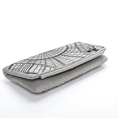Chanel Calfskin Sequin Embellished Clutch Flap Grey Black 4 of 8
