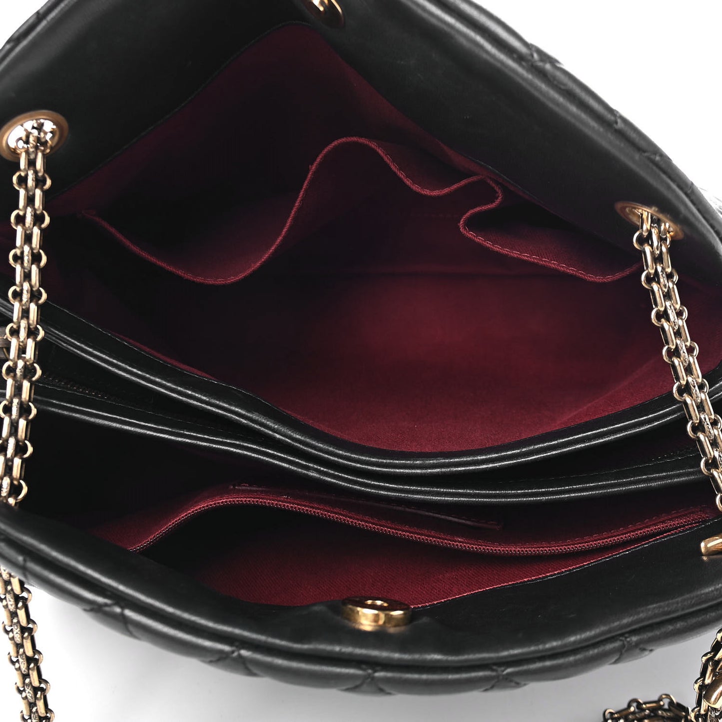 Lambskin Quilted Large Just Mademoiselle Bowling Bag Black
