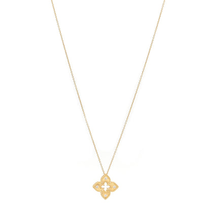 Roberto Coin 18K Yellow Gold Diamond Petite Venetian Princess Flower Pendant Necklace 1 of 3