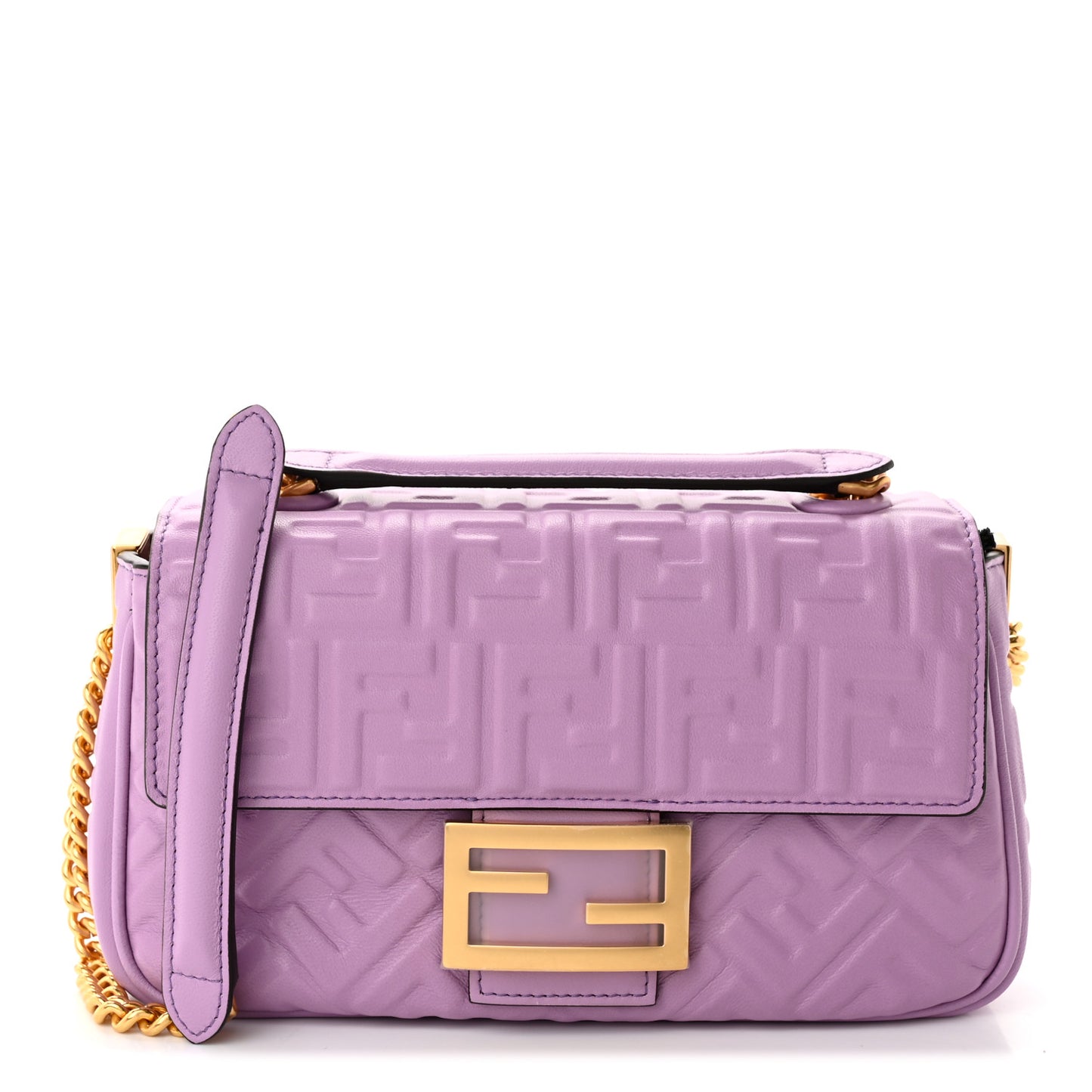 Nappa FF Embossed Small Midi Chain Baguette Violetta
