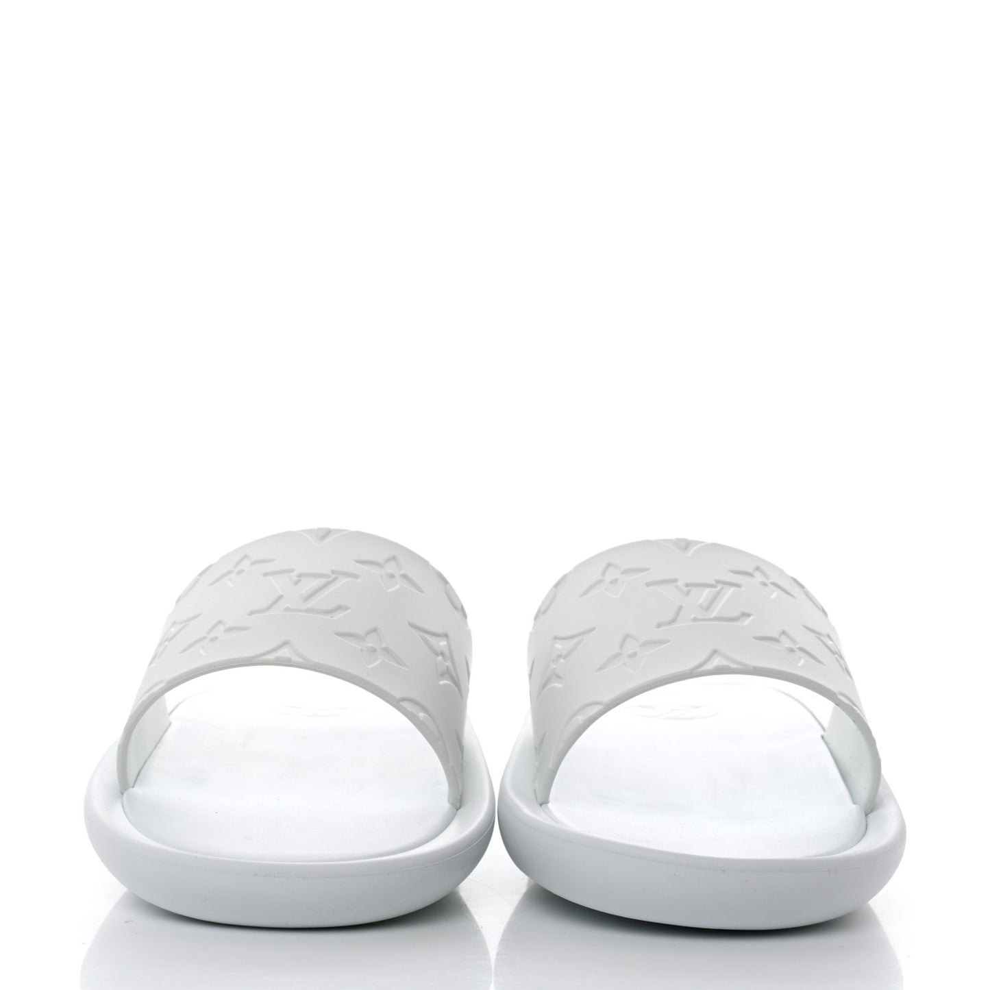 Rubber Monogram Embossed Sunbath Flat Mule 39 White