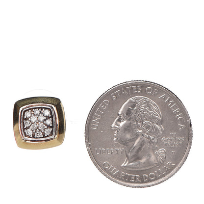 David Yurman Sterling Silver 18K Yellow Gold Pave Diamond Cushion Stud Earrings. 2 of 4